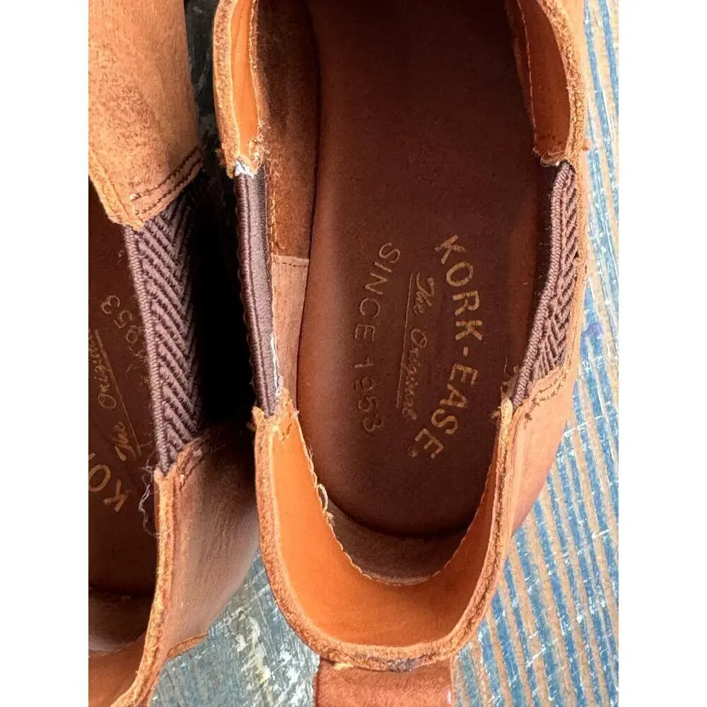 KORK-EASE Chelsea Brown Leather slip on Ankle boot/Shoes, size 8, Like NEW!!